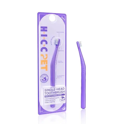 HICC PET toothbrush with a triple-bristle head and a wave-shaped ergonomic handle.
