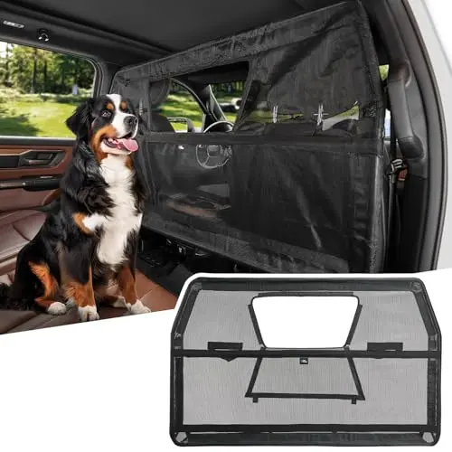 JOYTUTUS dog car barrier with clear visual window installed