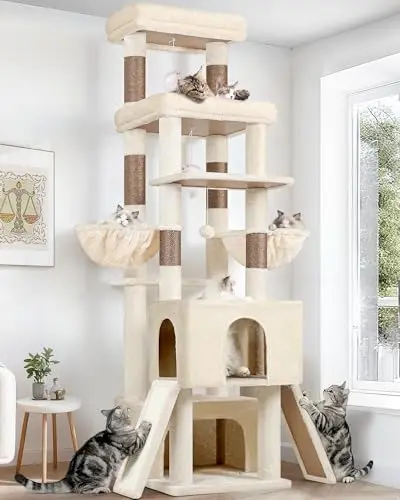 Globlazer 78-inch symmetrical cat tree with extra large platforms for heavy cats