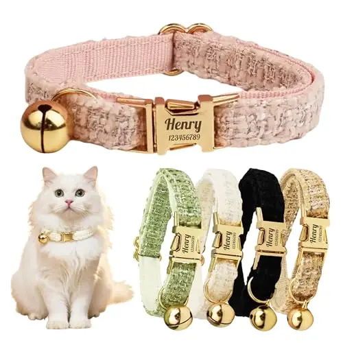 CODOMOR personalized cat collar with engraved name plate and breakaway clasp