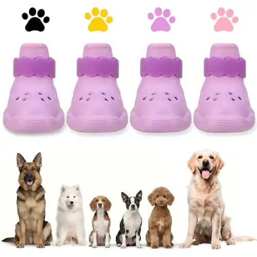 QXAPA purple dog boots for pitbulls with breathable design