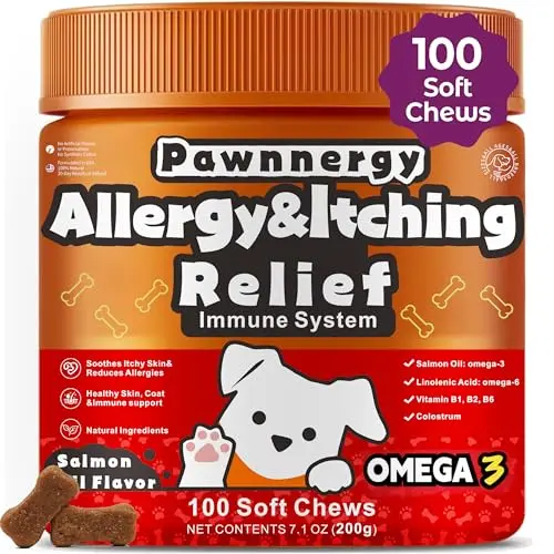 Pawnnergy Dog Allergy and Itch Relief Chews salmon oil soft chews