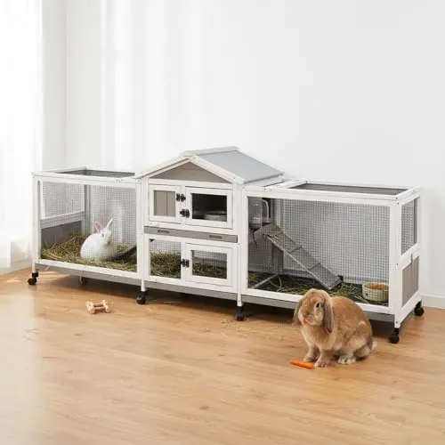 Magazoopet large grey expandable rabbit hutch with a run area