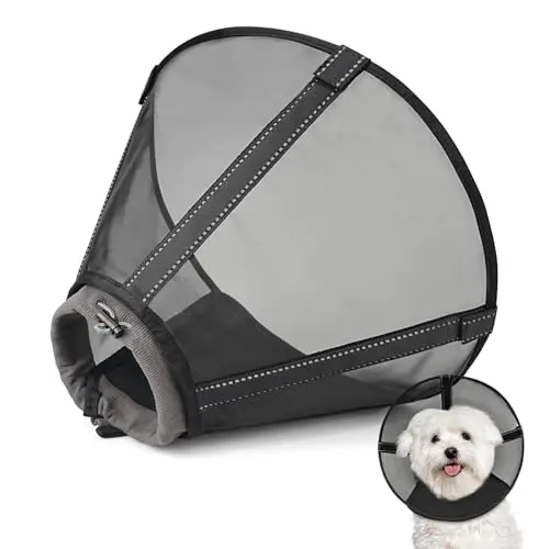 Joypig black breathable mesh dog cone collar after surgery