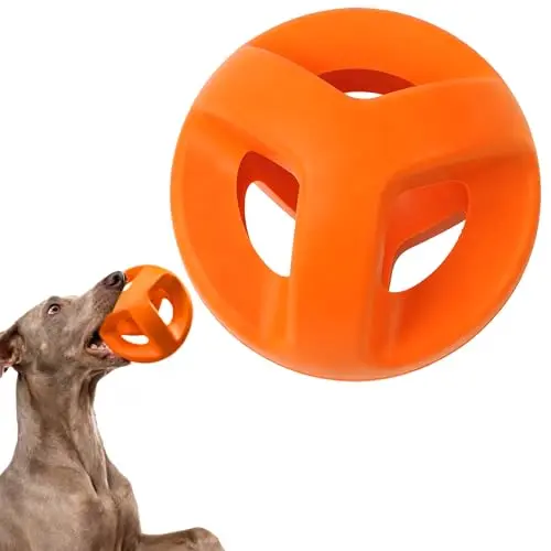 Fida sunrise orange natural rubber ring ball for large dogs