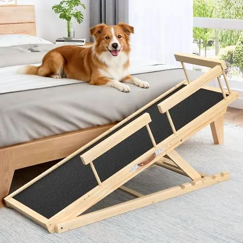 X XBEN wooden dog ramp with silicone walking surface