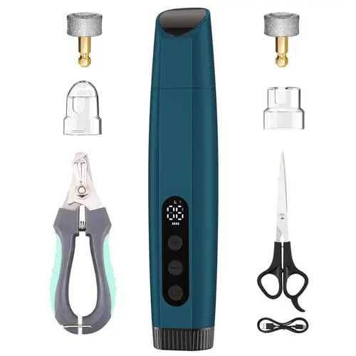 ATESON Dog Nail Grinder in blue with dual-angle LED lights