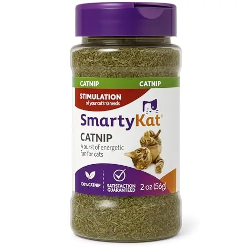 SmartyKat natural catnip in a resealable shaker bottle