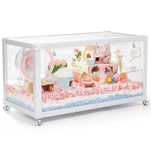 Mini&moe white hamster cage with removable wheels and large front door
