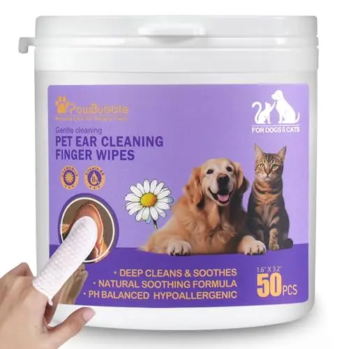 PawBubble ear wipes for dogs and cats with a finger-mitt design