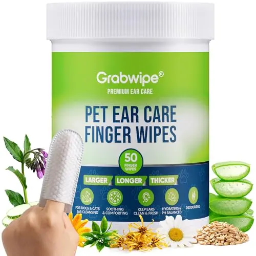 Grabwipe dog ear wipes with botanical extracts in a finger design