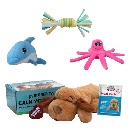 Snuggle Puppy Original dog toy bundle with heartbeat and additional chew toys