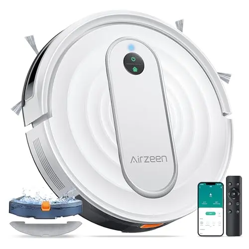 Airzeen J10 white robot vacuum and mop on a hard floor