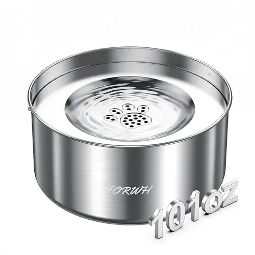 FORWH stainless steel 3-liter no-spill dog water bowl with floating disk