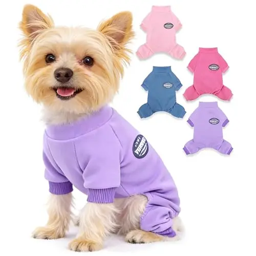 DINKINTY purple fleece full-body puppy pajama jumpsuit for small dogs