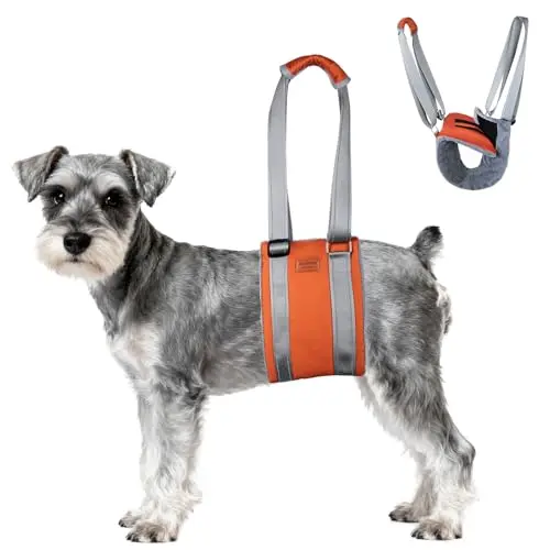 ExploreU dog sling for back legs in brown with faux-rabbit fur
