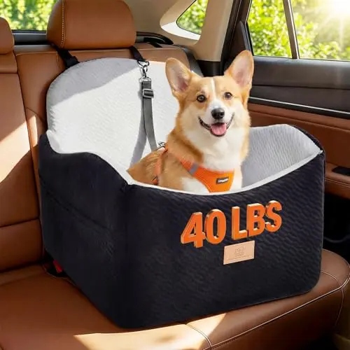 LUXYBEE Dog Car Seat with waterproof layer and storage pockets for medium dogs