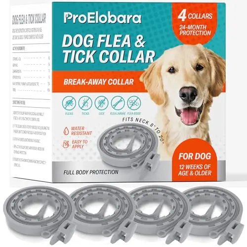 PROELOBARA 4-pack of adjustable flea and tick prevention collars for extra large to small dogs