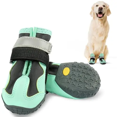 Pezluxe green dog boots sold as a pair of two