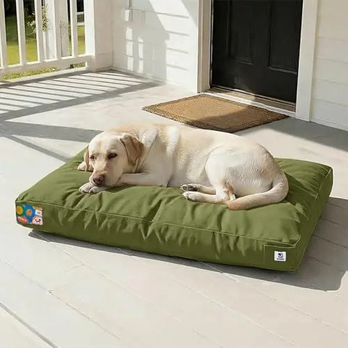 Sytopia green heavy-duty canvas dog bed for outdoors