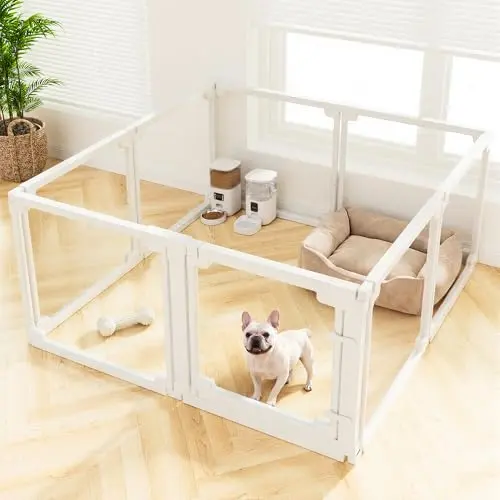 Pawaura white acrylic dog playpen with tool-free assembly