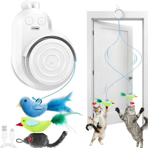 CATPICK adjustable hanging cat toy with flying bird and mouse