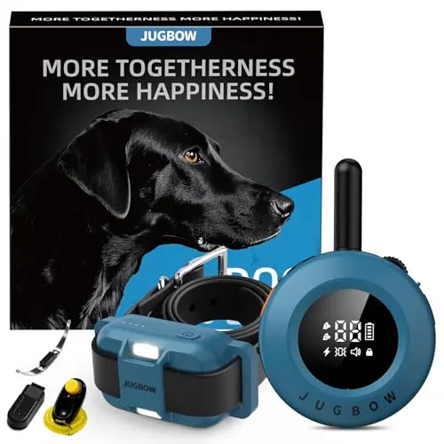Jugbow dog training collar with 3/4 mile range and LED light