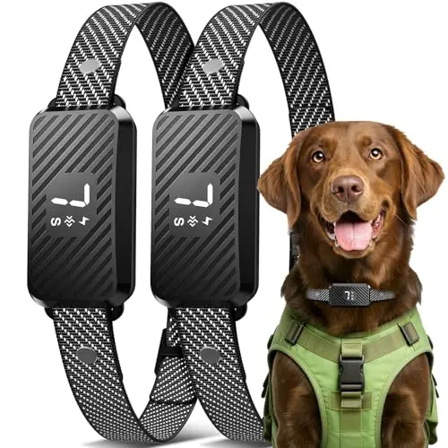 KJKZO Dog Bark Collar 2-pack in black with adjustable straps