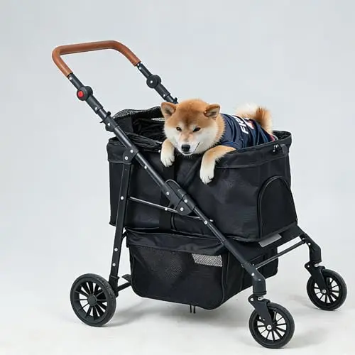 AAApex Atelier medium pet stroller with open-top design and shock-absorbing wheels