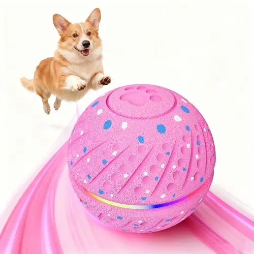 Morhandisn pink interactive rolling ball toy with lights for puppies