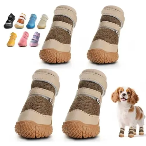 JZXOIVA green dog boots with anti-slip sole