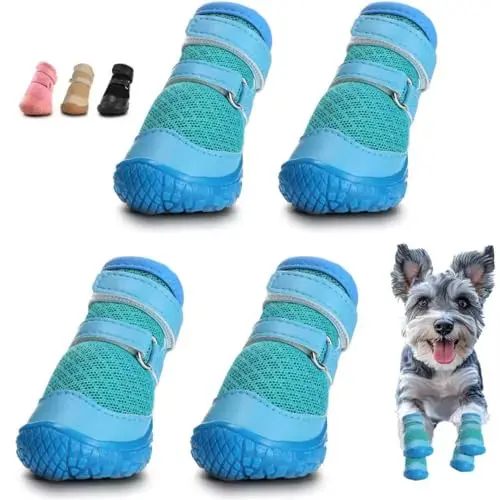Hcpet blue dog boots with Velcro straps for small dogs