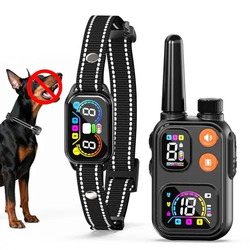 Ollapet 2-in-1 Bark and Shock Collar for long-haired dogs with remote