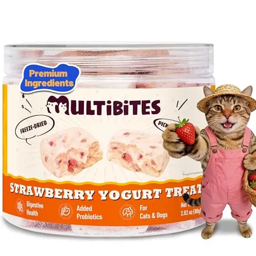 MULTIBITES Freeze Dried Strawberry Yogurt dog treats in a container