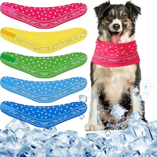 Talltalk 5-piece dog cooling bandanas set with paisley patterns in multicolor