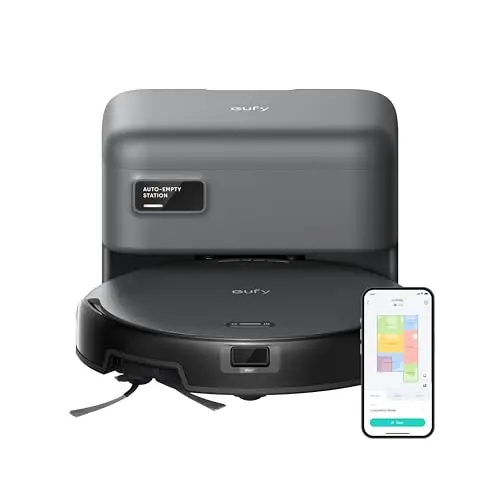 eufy C10 slim robot vacuum cleaning under a low-profile bed