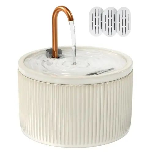 MISFANS white ceramic cat water fountain with a brass water spout