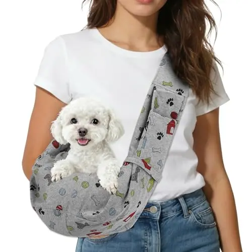 PETAXCELL grey adjustable dog sling carrier for outdoor use
