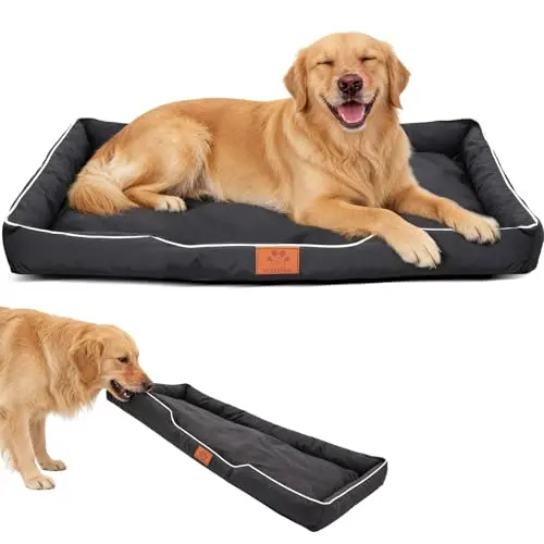 FUMMI heavy-duty chew proof dog bed with quilted design
