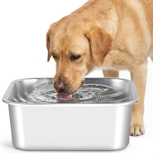 ZPUFAW round stainless steel dog water bowl