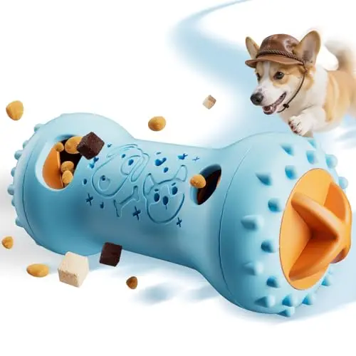 FOXMM blue and orange adjustable dog puzzle roller toy