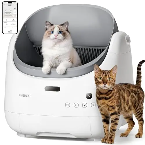 Thereye white and grey open-top smart cat litter box