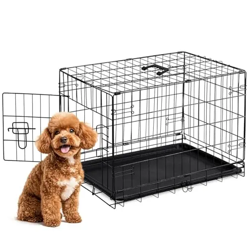 Sweetcrispy 30-inch single door metal dog crate for small dogs