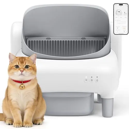 Hazrela light grey open-top automatic litter box
