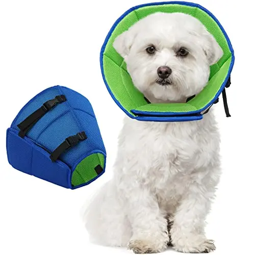 LETSQK soft blue breathable dog cone collar