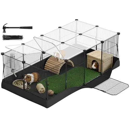 SONGMICS small animal playpen with a transparent roof and side door