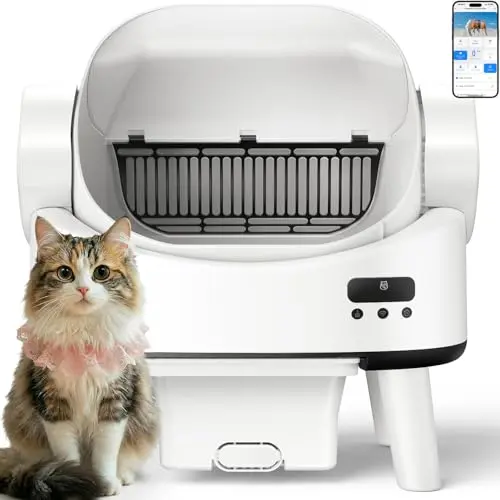 Linvivon white modern open-top automatic robot litter box