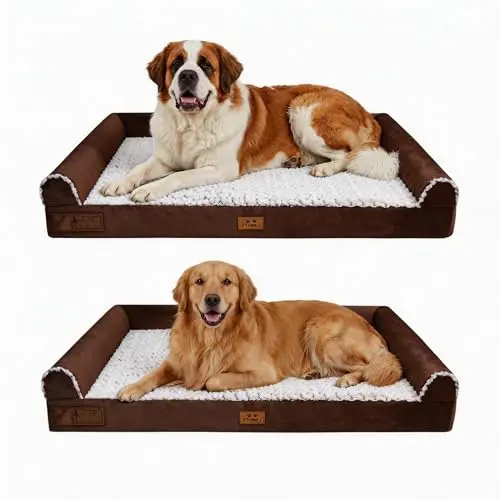 PTHMKJ 2-pack orthopedic dog bed with velvet cover and hook-and-loop fastener for large dogs