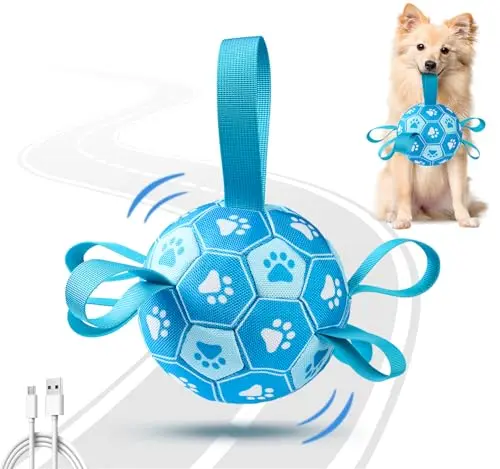 Qraxond interactive dog soccer ball with plush cover and bouncing action