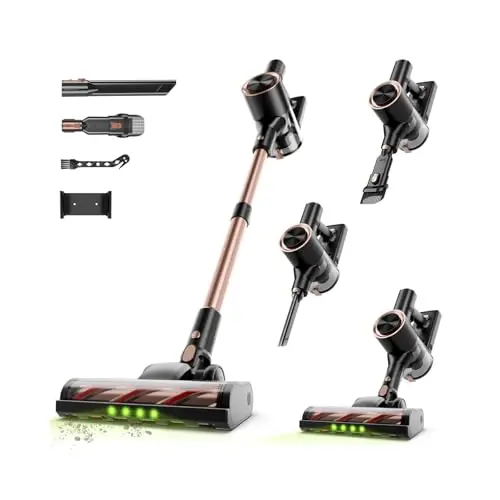 Shieal pink cordless stick vacuum cleaner with accessories